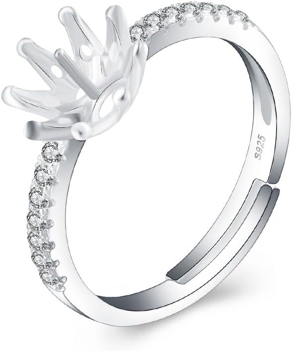 925 Sterling Silver Dazzing CZ Design Ring Mounts Fittings with Pearl Seat for DIY Jewelry Making