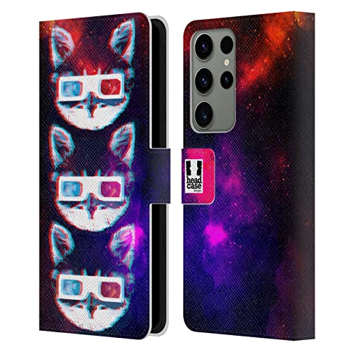 Coque Portefeuille Cuir Samsung S23 Ultra Motif Chats Étranges Impression 3D