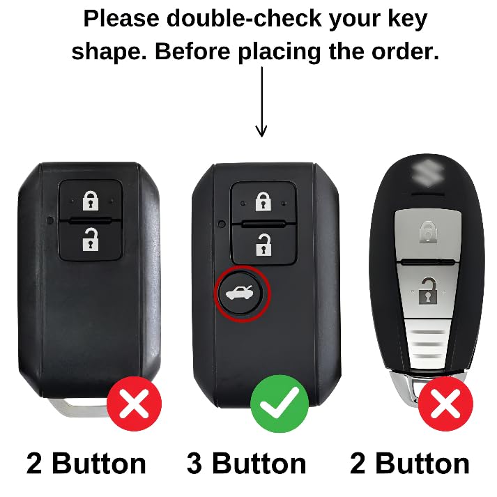 Image of Car Key Cover Compatible with Suzuki Swift Dzire 2025 , Baleno, Ertiga 3 Push Button Smart Remote Key (Transformer Black)