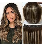 Ugrace Hair Halo Hair Extensions Real Human Hair Balayage Chocolate Brown to Caramel Blonde 14 in...
