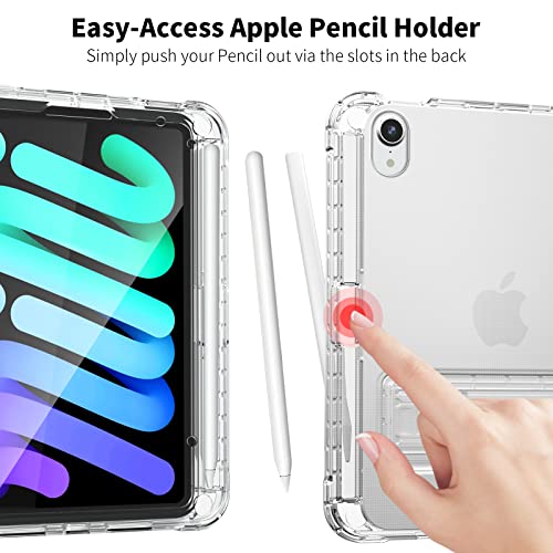 Aicase Clear Case For Ipad Mini 6 8.3 Inch 2021, [Built-In Screen Protector] & [Pencil Holder] Dual Layer Full-Body Shockproof Rugged Protective Case For Ipad Mini 6Th Generation/6Th #TOP2