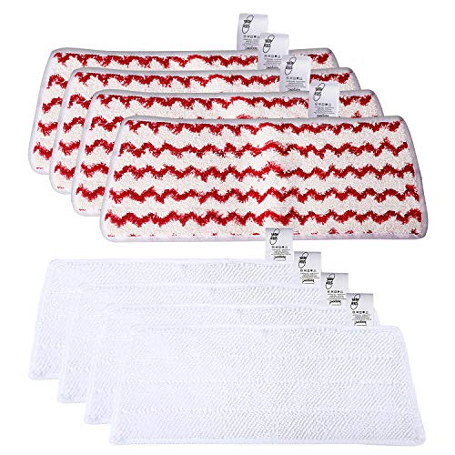 KEEPOW 8 Ersatzbezüge Passend für Vileda Steam XXL Power Pad Dampfreiniger Ersatzbezug, Waschbar in 4 Weiß + 4 rot