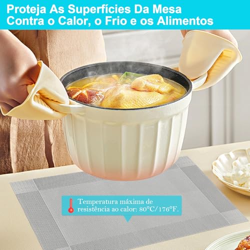 Jogo Americano 6 Peças, 30cm x 45cm Retangular, Antiderrapante, Resistente ao Calor, Lavável, Fácil