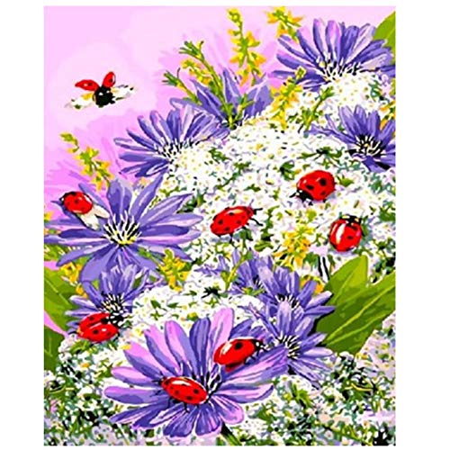 てんとう虫　アクリルガッシュ　イラストレーション　絵画 水彩画 花とてんとう虫 絵画 makochin 通販 17313504｜Creema