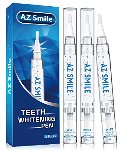 AZ Smile Teeth Whitening Pen (3 Pens), 30+ Treatments for teeth whitening No Sensitive Teeth Whitening Gel Travel-Friendly Teeth Whitener, Helps to Remove Stains from Soft Drink, Smoking, Coffee, Wine