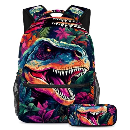Lot de 2 cartables grande capacité Cool Pop Art Dinosaure pour le lycée