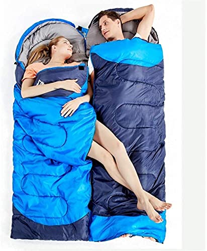 スリーピングバッグ収納袋、 厚手で暖かい大人用寝袋 秋冬用 アウトドア キャンプ用品 超軽量 室内 ランチブレイク 暖かい綿寝袋(Blue)