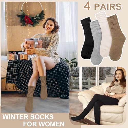 Image of iCamter 4 Pairs Womens Wool Socks - Soft, Thick, Warm Thermal Boot Winter Socks for Gifts