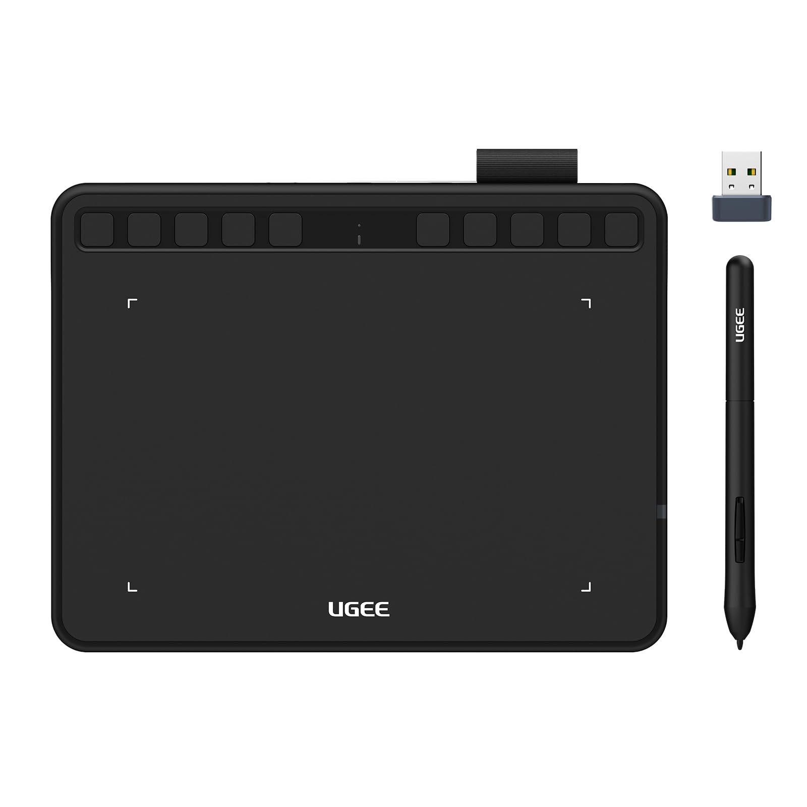 UGEE Drawing Tablet,Digital Drawing Art Pad with 10/12 Shortcut Keys,Battery-Free 8192 Passive Stylus，Computer Graphic Pen Tablet Work for Mac, Windows PC and Android (6.5 x 4'', S640W)