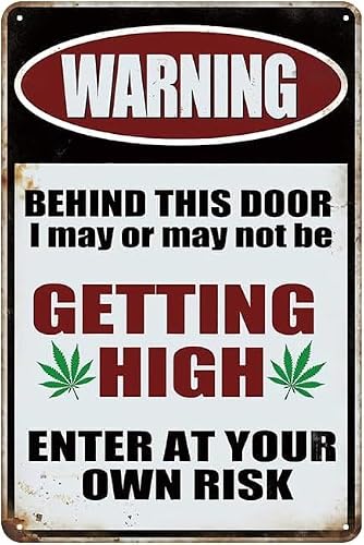 SMAZDFXX Vintage Weed Signs for Men Room - Metal Tin Sign for Man Cave Decor, Stoner Signs for Garage Home Bar Basement,Bedroom Wall Decor Art, Cool for Men 5.5"x8"