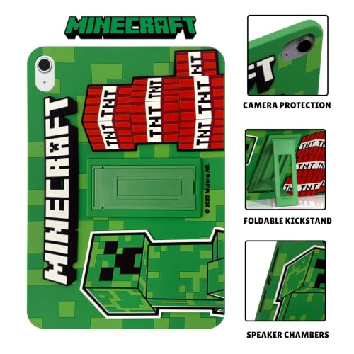 Image of Minecraft Kids iPad Case - 10.9 Inch Case for iPad 10th Generation (2022) & A16 11th Generation 11 inch (2025) - Tablet Cover with Stand, Shockproof Silicone Protector