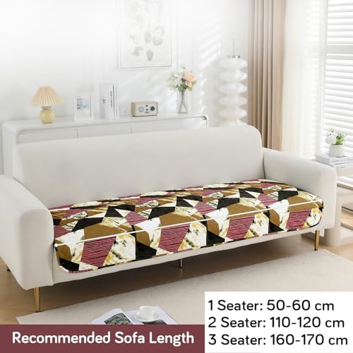 Image of HOKIPO 'Elira Series' Digitally Printed Water Repellent + Waterproof Sofa Seat Mat for 1 Seater Sofa - Wine Abstract Geometry (AR-5241-C5*1)
