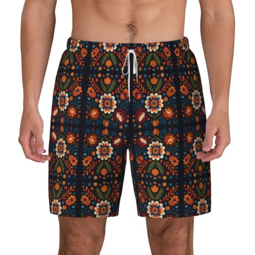 Bañador de playa casual para hombre con flores geométricas 1