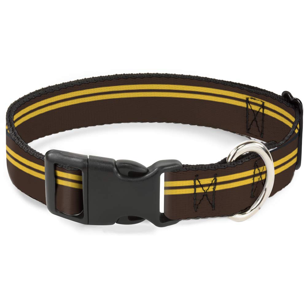 Pince à col large Buckle Down Racing rayures marron doré pour chien 18-81 cm