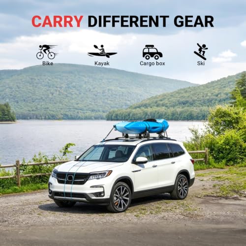 Image of Roof Racks Cross Bars Compatible with Honda Pilot 2016-2022, 330lbs Heavy-Duty Aluminum No Drill Crossbars Rails Cargo Rooftop Bike Snowboard Skiboard Luggage Rack Cargo Carrier