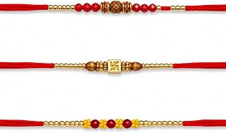 Premium Rakhi Bracelet Set of 3 for Raksha Bandhan Celebration | Traditional Festival Threads with Decorative Beads and Handcrafted Detailing