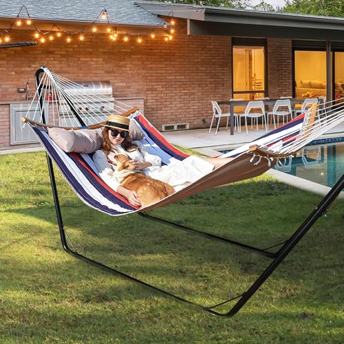Bathonly Universal Hängemattenständer für 2 Personen, 250 kg Tragkraft, Hochleistungs-Hängemattenständer aus Stahl für draußen, für Hängematten von 3m bis 4,3m