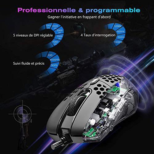 AIRENA-Souris-Gamer-Souris-Gaming-PC-avec-Effets-declairage-RGB-7200-DPI-reglable-6-Boutons-programmables-Conception-de-Souris-Ergonomique-pour-Gaming-OrdinateurLaptopMac