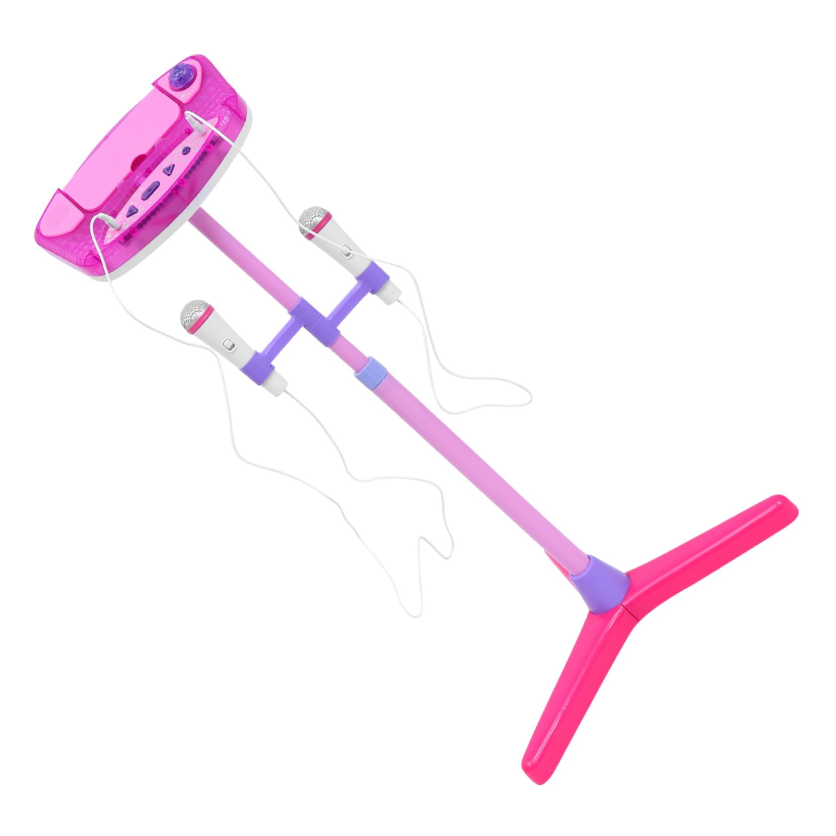Microfono Giocattolo per Rosa Doppio Microfono Creativo Musicale Supporto Regolabile e Modalità Mp3 Gioco Educativo per Sviluppo Cognitivo e Interazione Genitore-Figlio