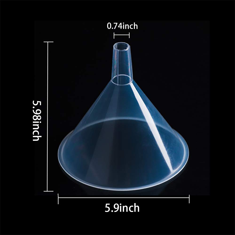 DEDC 4 Stück transparenter Kunststoff-Filtertrichter für Öl, Flüssigkeitstransfer-Trichter für Küche, Labor, Garage, Auto, Flüssigkeiten, 150 mm Durchmesser, 15 cm Durchmesser