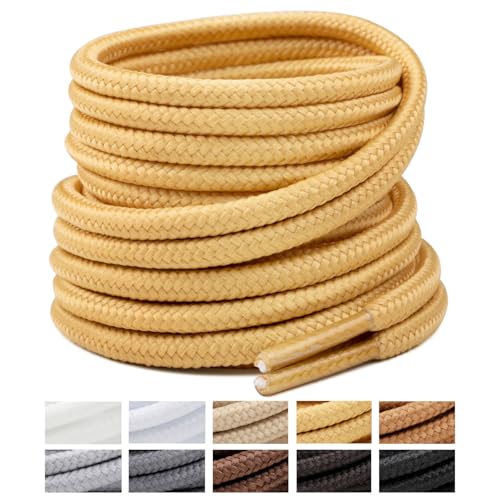Image of Handshop 2 Pairs Round Boots Shoelaces, Heavy Duty Outdoor Shoe Laces | Replacement Shoestrings for Hiking, Running, Sporting Shoes and Work boots, Sturdy and Robust, 28 Colors, 30-63 inch Length