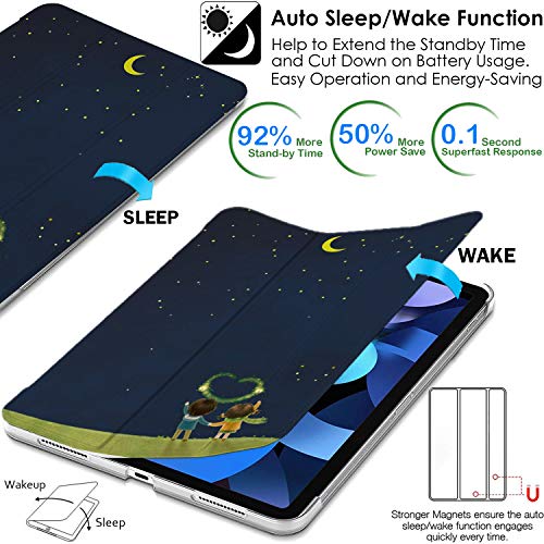 Image of DuraSafe Cases for iPad Pro 12.9 5th 4th Gen [ PRO 12.9 inch 5 4 ] A2378 A2461 A2379 A2462 A2229 A2069 A2232 A2233 Trifold Printed Hard Auto Sleep /Wake PC Translucent Back Cover - Night Sky