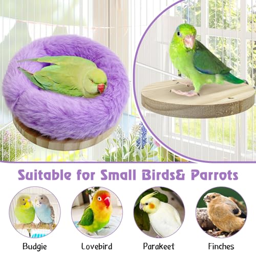 Image of Hamiledyi Bird Bed for Cage Plush Parrot Hanging Hammock Warm Bird Nest Parrot Nest House Snuggle Hut Birds Sleeping Bed Soft Warm Hammock for Parakeet Lovebird Cockatoos Budgies(Purple)