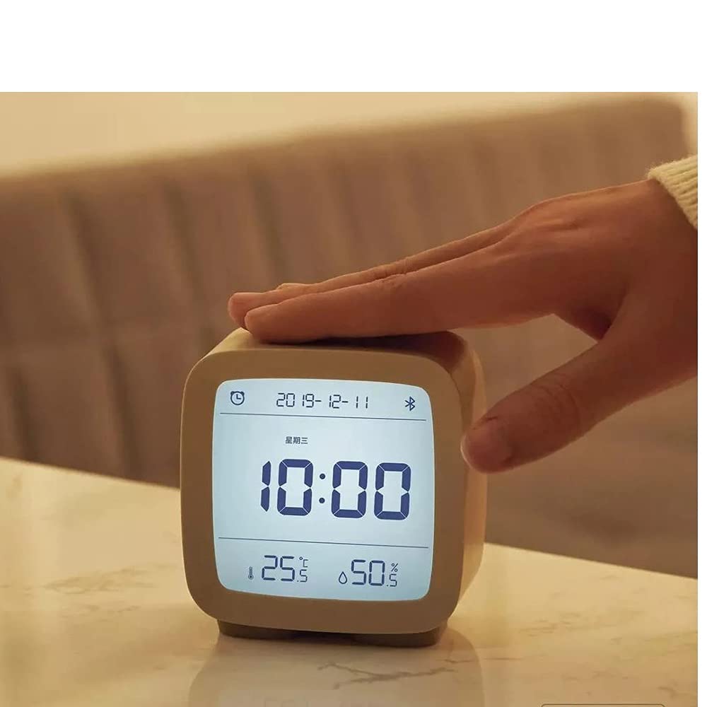 Reloj despertador, pantalla LCD, pantalla LCD, luz nocturna ajustable con Smart Home (gris, talla única)