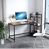 📚【Geräumige Arbeitsplätze】 Tisch Gesamtgröße ca. 126x60x73cm / Regal Höhe: 108cm; Tischplatte: 106*60cm, die glatte Oberfläche bietet eine perfekte Plattform für Ihren Laptop.