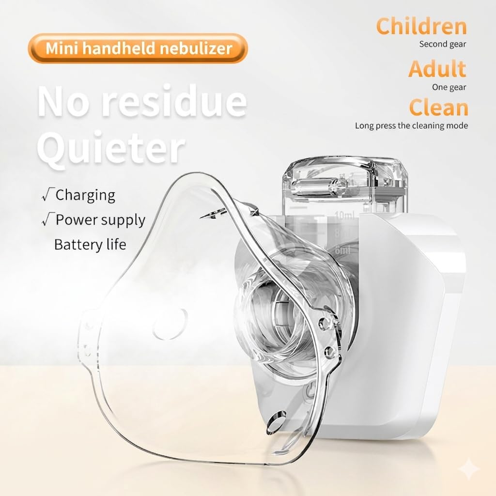 Portable Rechargeable Nebulizer Machine for Kids & Adults with Mask | Quiet Handheld Mesh Inhaler for Fast Asthma, Cough & Breathing Relief at Home or Travel