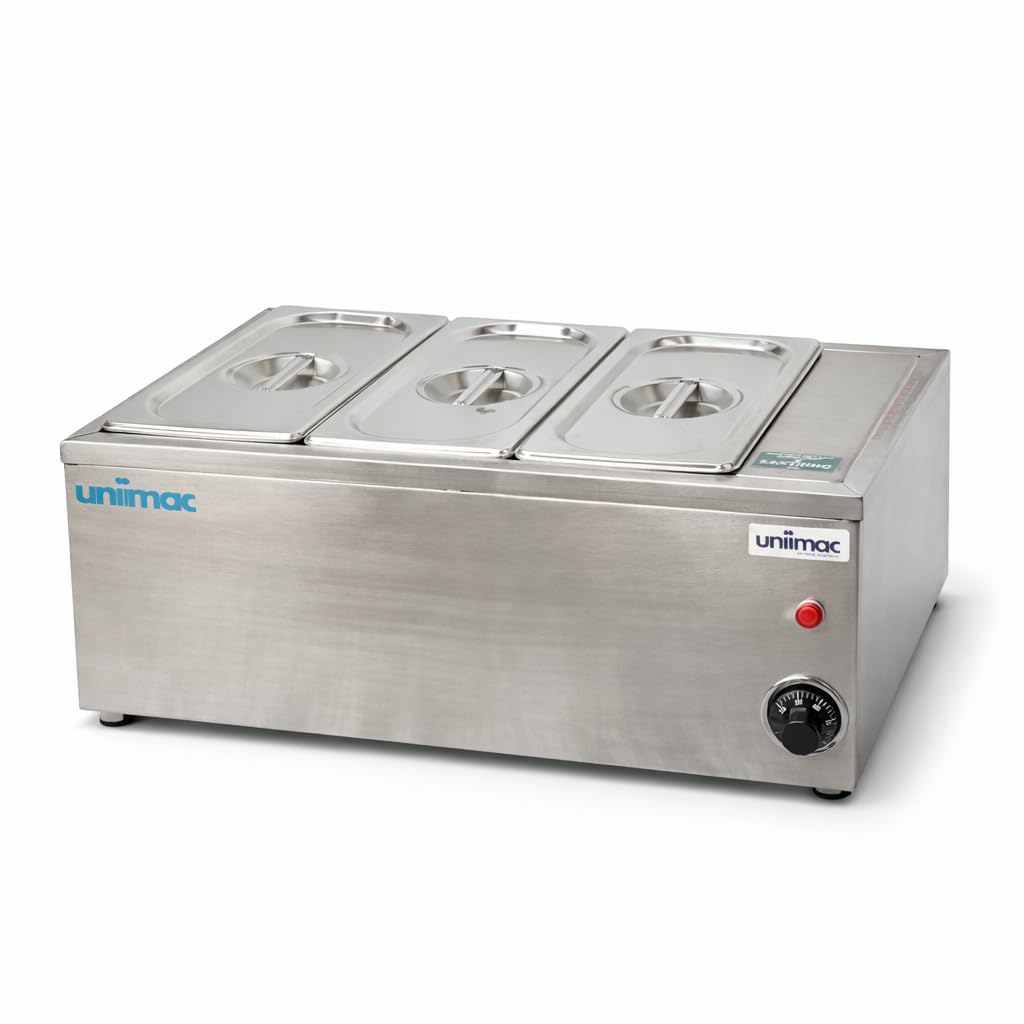 Chocolate Melter Machine 3 Pot Stainless Steel Food Warmer | 3 Tank Bain Marie with 1/3 GN Pan 100mm | Chocolate Melting | 3L x 3 Capacity | Electric Food Warmer | 1 Year Warranty-image-44