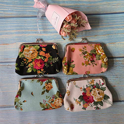 Ouyatoyu 8Pcs Coin Purses Coin Pouches With Clasp Kisslock Women Girl Canvas Classic Exquisite Change Pouch Small Mini Coin Wallet #TOP7