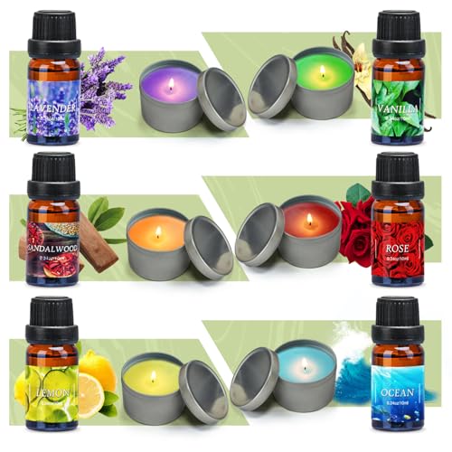 YINUO LIGHT Candle Making Kit - DIY Starter Soy Candle Making Supplies/Kit - Soy Wax, 8 Jars & Tins, 6 Pleasant Scents, Color Dyes & More, Perfect Candle Making Kit for Adults