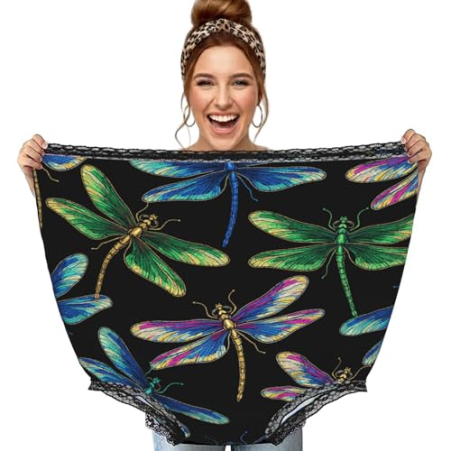 Chintiz Ropa interior divertida para mujeres y hombres, diseño de libélula arcoíris, bragas gigantes para abuela, Navidad, novia, boda, regalos de broma