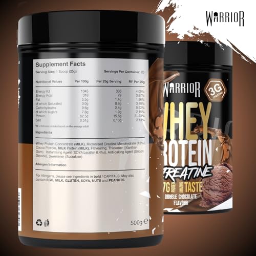 Warrior Whey Protein Plus Creatine | 500g Tubs | 20 Servings - Image 2