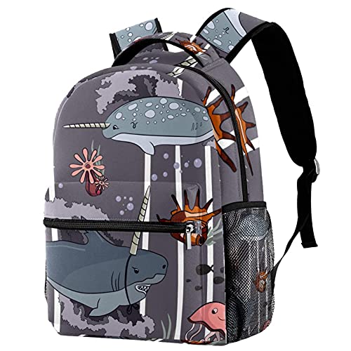 Sac à dos voyage campus océan avec porte-bouteille pour enfants