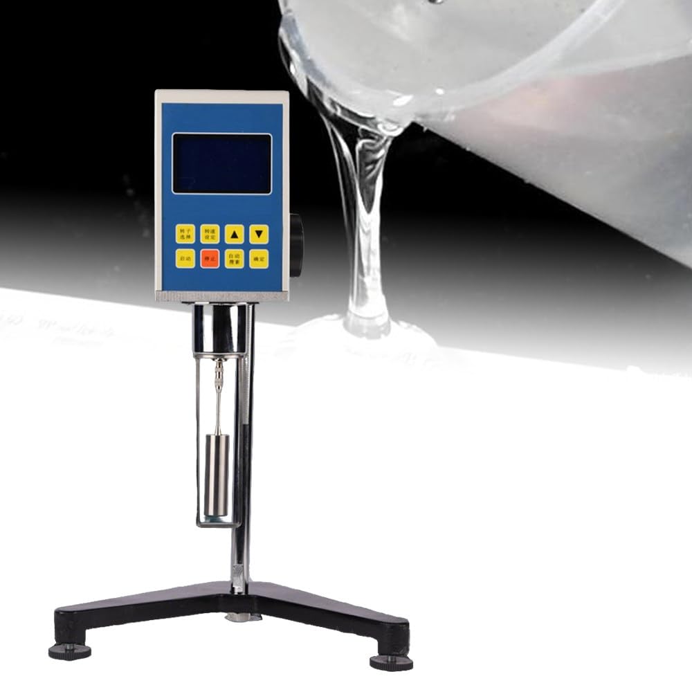 ShaiVrissian Digital Rotational Viscometer,Lab Viscosity Tester,4 Spindles,Universal Joint Protective Sleeve,For Paint,Ink,Grease,Cosmetics,Adhesives,Food,Industrial Testing 8S