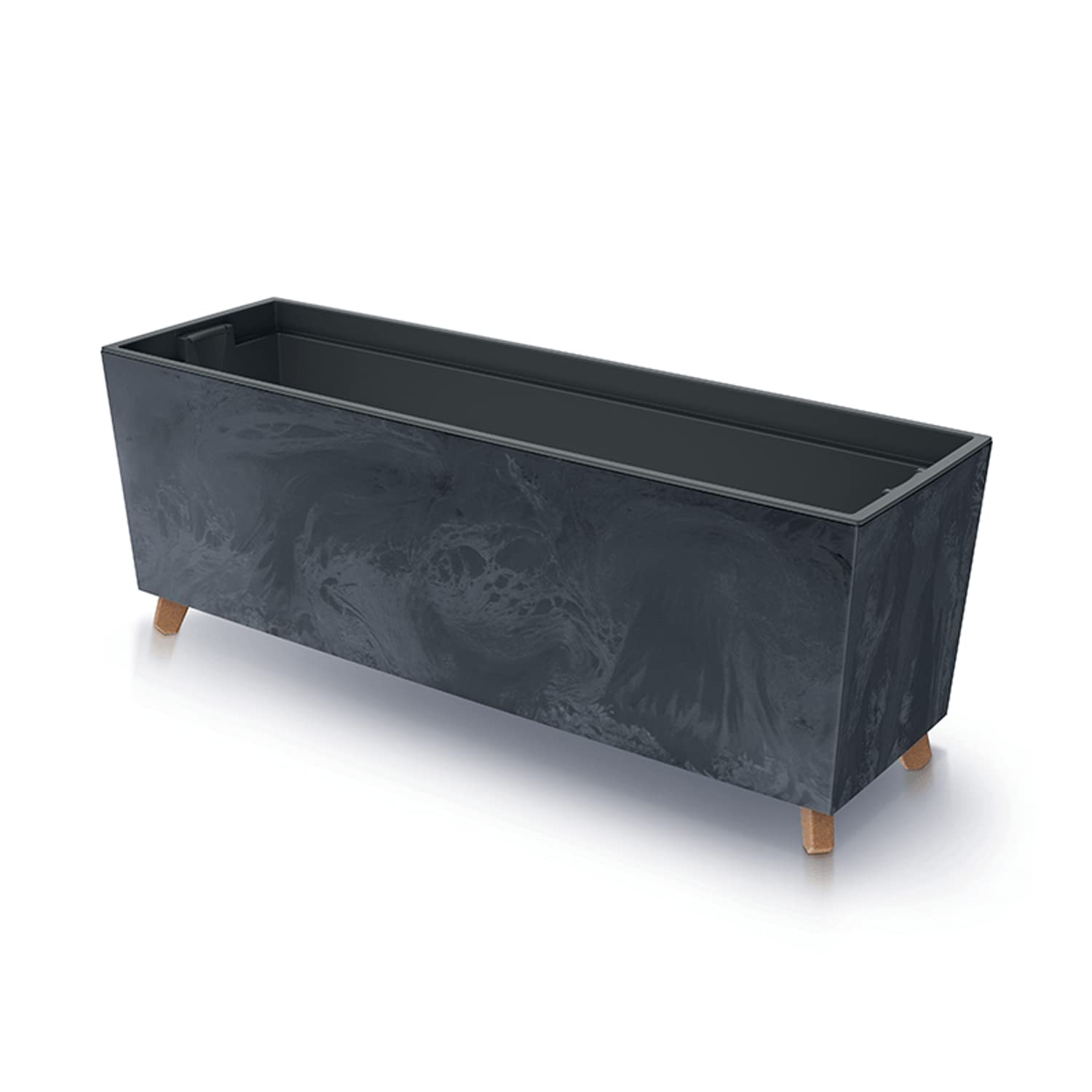 URBI Case Beton Effect N Jardinière avec réservoir intérieur, Anthracite, 77 x 23,5 x 30 cm