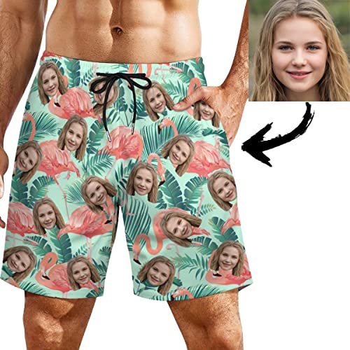 Personalized Wife Face Mens Swim Trunks with Compression Liner 2 in 1 Board Shorts Quick Dry Swimming Trunks with Pockets3