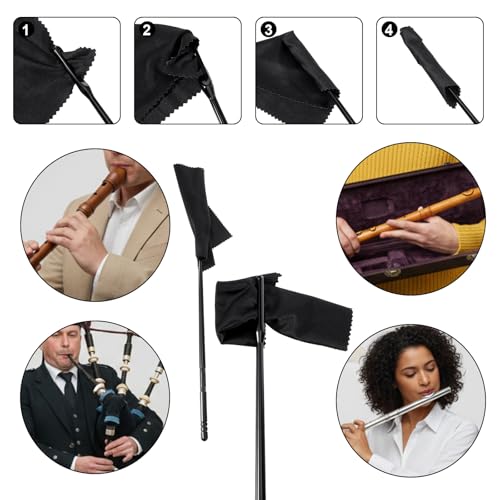 Shimmeroo 6Pcs Flute Cleaning Kit, 3Pcs Flute Cleaning Rod with 3Pcs Cleaner Polishing Cloth, Flutes Cleaner Swabs Stick Tools for Flutes Maintenance - Thumbnail 5