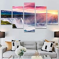 SIGNWIN 5 Panel Canvas Wall Art Modern Art Dramatic Farmhouse/Country Mountain Multicolor Nature Photography for Home Decorations Ready to Hang - 60