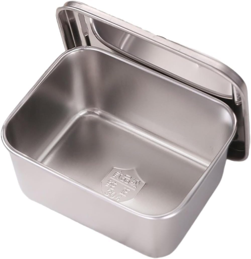 Seasoning Container, Stainless Steel, Seasoning Container, Storage Container, Deep Basin, With Lid, Stackable, Condiment Container, Food Sorting, Kitchen Supplies, Commercial Use, Stores, Home Use 12.2*10.5*6.5cm