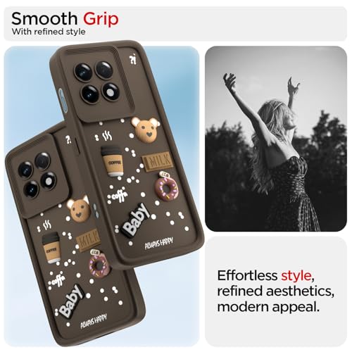 Image of Pikkme Back Cover for OnePlus 11R 5G | Cute Fun Cartoon 3D Bear Silicone Full Body Protection Bumper Cover (Brown)