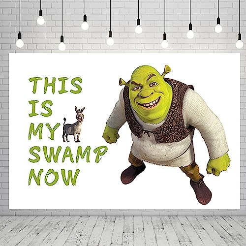 Shrek Backdrop for Party Supplies 5x3ft Birthday Banner Baby Shower This is My Swamp Now Photo Background for Kids Party Decorations Photography Backdrop