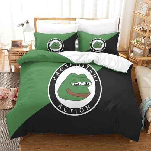 Housse de couette grenouille internet parure de lit double 200x200cm