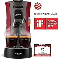 PHILIPS Domestic Appliances Senseo Select CSA240/90 Kaffeepadmaschine - Kaffeestärkewahl Plus, Memo-Funktion, aus recyceltem Plastik, ‎1450 Watt, ‎0.9 Liter, ‎31 x 15.5 x 31 cm, Rot – Ansicht 3