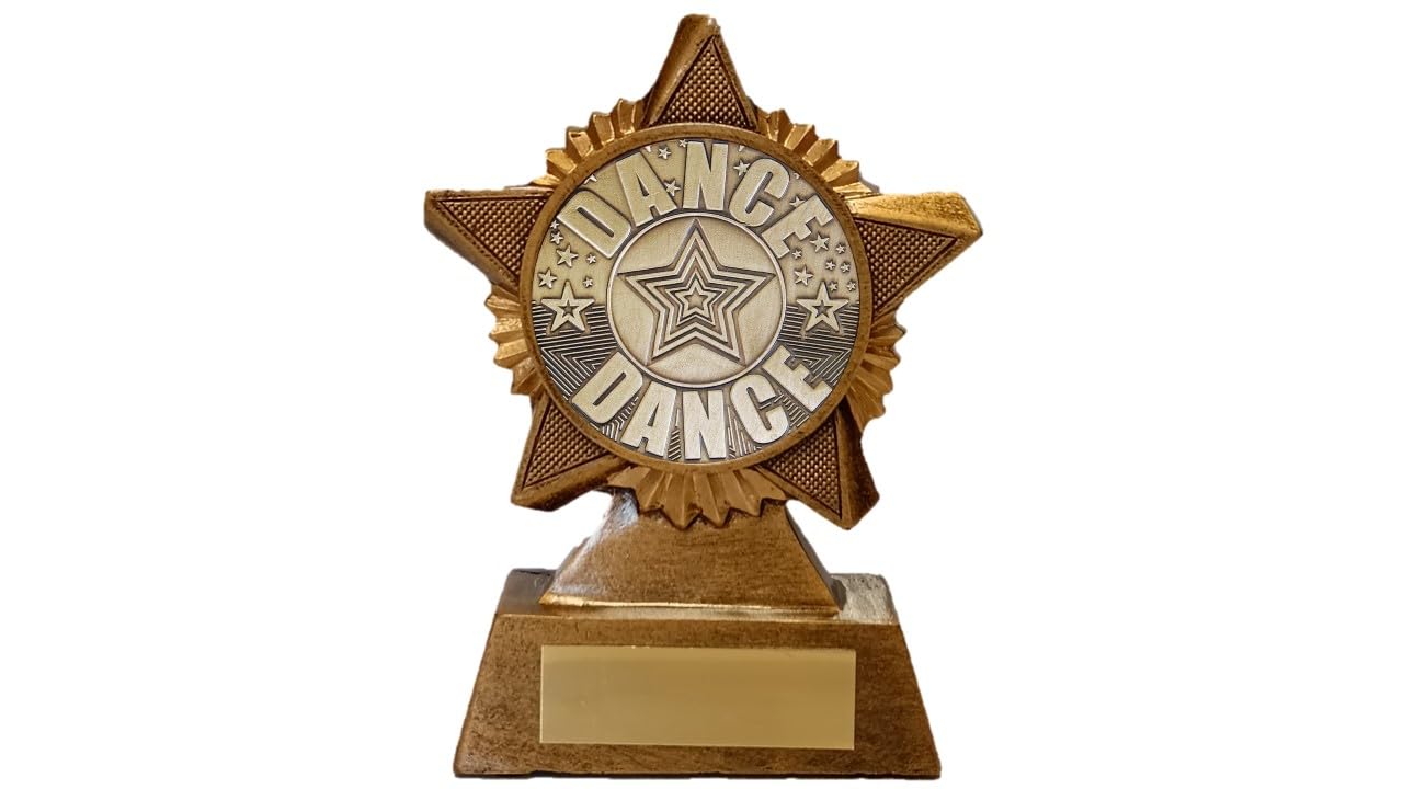 Troshow Antique Gold Dance Trophy Award Premier Star 120Mm Heavy Resin Free Engraving -Troshow1-Trd