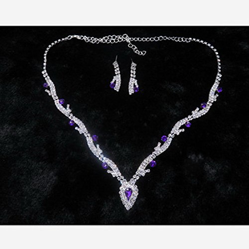 Taoqiao Three-Piece Wedding Dress Bridal Jewelry Accessories Jewelry Purple