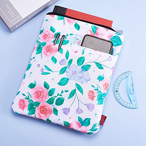 Book Sleeve White Floral Book Protector , Book Covers For Paperbacks, Washable Fabric, Book Sleeves With Zipper, Medium 11 Inch X 8.7 Inch Book Lover Gifts #TOP2