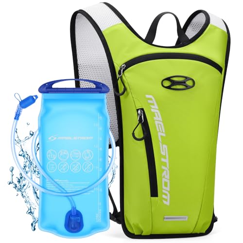 Maelstrom Hydration Backpack, Hiking Backpack with 2L Water Bladder, Running Hydration Vest for Cycling Hiking Rave for Men Women (Light Green, 2L Bladder)